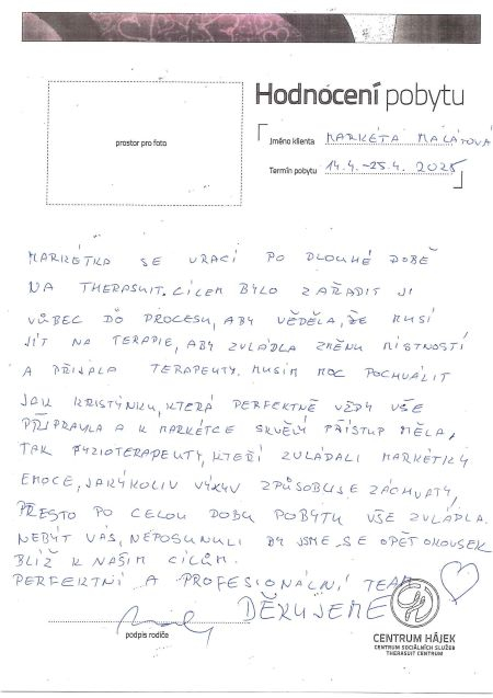 Děkujeme rodičům za krásné vzkazy